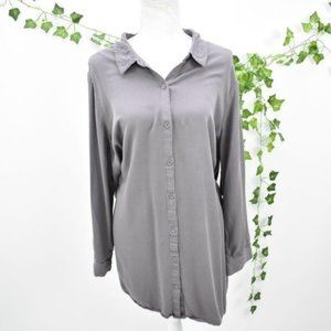 Just Fab gray button up collar casual blouse 2XL